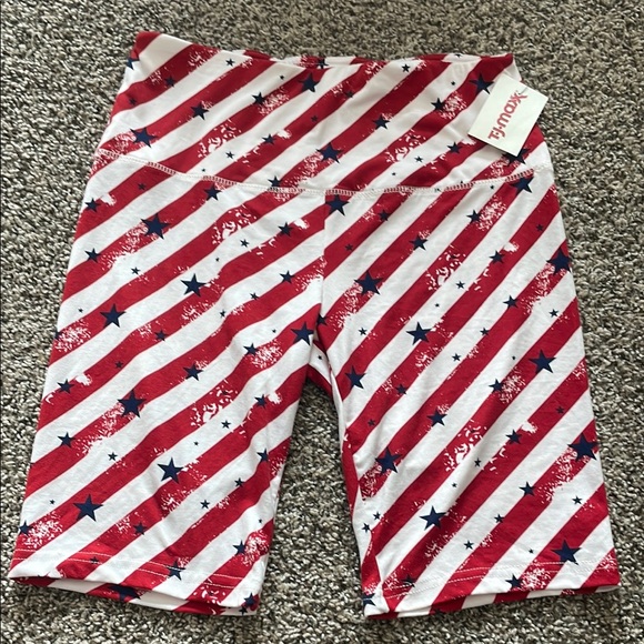 Shosho Red and White Star Striped Bike Shorts - Picture 1 of 4